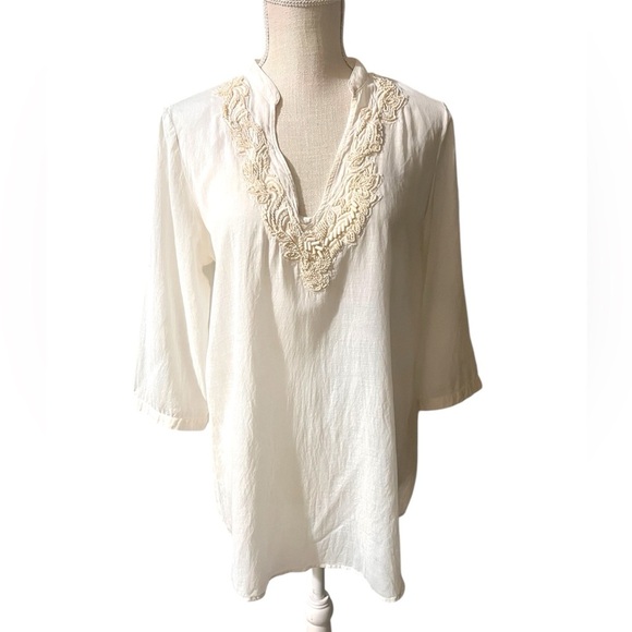 Zara Woman Elegant Cream Embroidered Women's Top - Picture 2 of 9